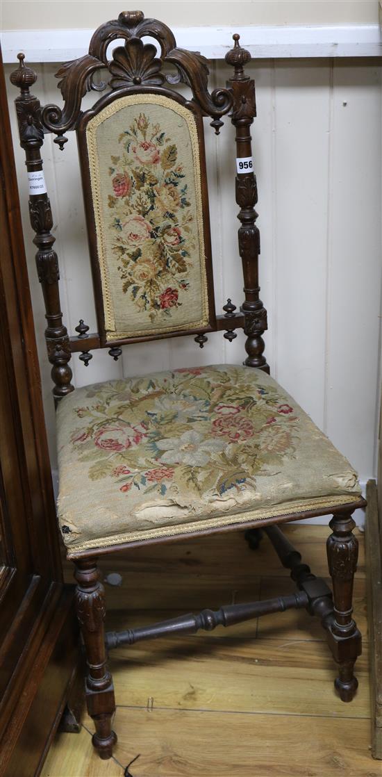 A pair of late Victorian floral tapestry upholstered side chairs